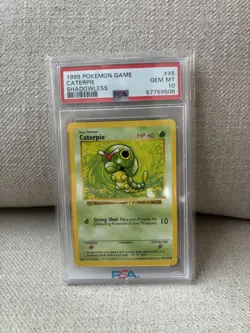 Pokemon Caterpie 45/102 Shadowless 1999 Base Set PSA 10 - Image 1