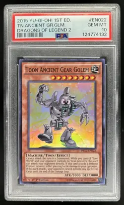2015 Yu-Gi-Oh Dragons of Legend 2 1st Toon Ancient Gear Golem #DRL2-EN022 PSA 10 - Image 1