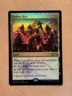 Magic the Gathering MTG Aether Hub Foil FNM Promos LP Energy Land - Image 1