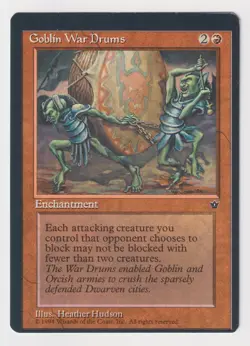 Miscut Goblin War Drums LP MTG Magic Factory Error Sheet Edge Misprint Vintage! - Image 1