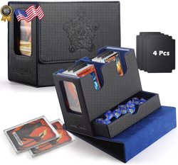 MTG Commander Deck Box with Dual Display Windows & Large Dice Tray PU Leather - Image 1