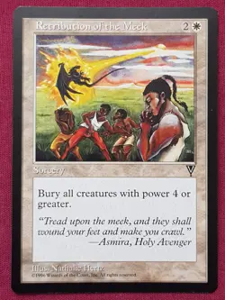 Magic The Gathering VISIONS RETRIBUTION OF THE MEEK white card MTG - Image 1