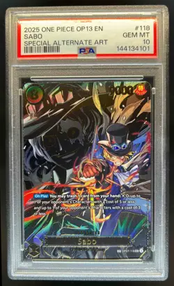 2025 One Piece Carrying On His Will Sabo Special Card Alt Art #OP07-118 PSA 10 - Image 1