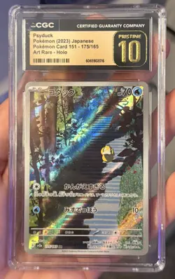 CGC Pristine 10 Psyduck 175/165 Art Rare Japanese 151 Holo Pokemon Card - Image 1