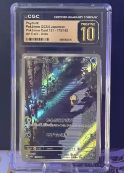 CGC Pristine 10 Psyduck 175/165 Art Rare Japanese 151 Holo Pokemon Card - Image 2