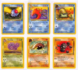 6 Card Pokemon Fossil Lot Tentacruel, Kingler, Omanyte, Weezing, Kabuto, Geodude - Image 1