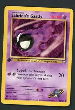 Sabrina's Gastly 093/132 Gym Heroes 1st Edition Pokemon Card LP - Image 1