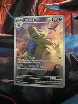 Pokemon TCG 2023 Sv02 Paldea Evolved Tyranitar Holo Rare Card 222/193 - Image 1