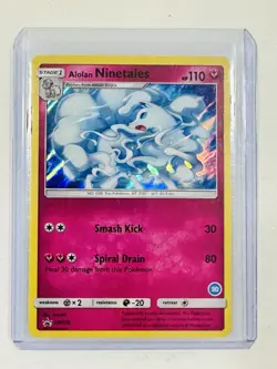 Pokemon Alolan Ninetales Holo Rare TCG Card SM128 Nm Condition - Image 1