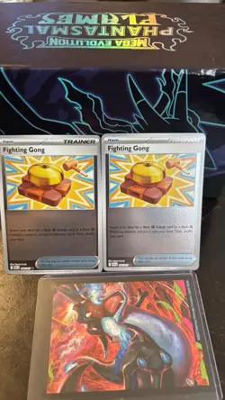 Pokemon TCG (2 Card Lot) Trainer Item Foil - Fighting Gong 187/217 Reverse Holo - Image 2
