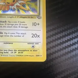 Pokemon Jolteon Jungle Holo Rare 4/64 70 HP 1999 Unlimited Wizards English Card - Image 4
