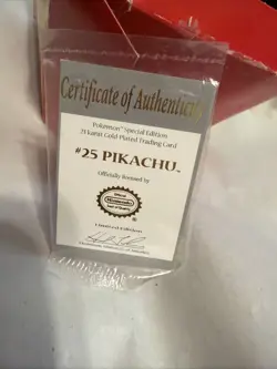 1999 Burger King Pokemon Pikachu 23K Gold-Plated Trading Card With Pokeball - Image 5