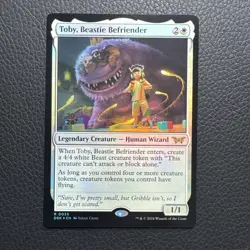 MTG FOIL Toby, Beastie Befriender (Prerelease) (Duskmourn: House of Horror)Promo - Image 1