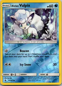Alolan Vulpix 21/145 Reverse Holo - Guardians Rising - NM Pokemon TCG - Image 1