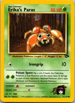 Erika's Paras 071/132 - Gym Challenge - MP Pokemon TCG - Image 1