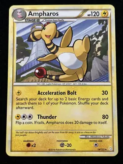Ampharos 14/123 HeartGold SoulSilver Base Set Non-Holo Rare Pokemon Card - Image 1