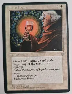 MTG Magic The Gathering Card Blessed Wine Instant White Ice Age 1995 - Image 1