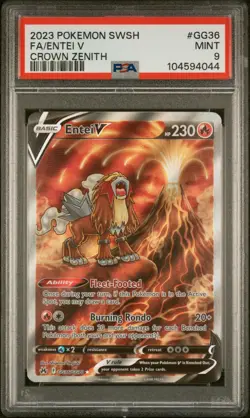 PSA 9 Mint Entei V GG36/GG70 Sword & Shiel Crown Zenith Full Art Gallery Pokemon - Image 1