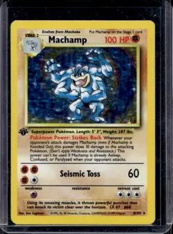 1999 Pokemon 1st Edition Machamp Holo #8/102 - Image 1