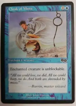 MTG Magic The Gathering Card Cloak of Mists Enchant Creature Blue Urza's Saga - Image 1