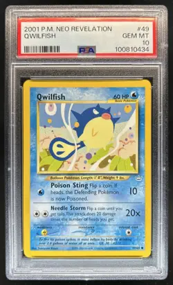 2001 Pokemon Neo Revelation Qwilfish #49/64 PSA 10 GEM MINT - Image 1