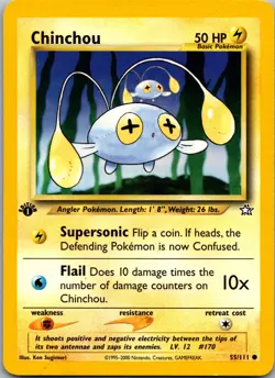 1st Edition Chinchou 055/111 - Neo Genesis - NM Pokemon TCG - Image 1