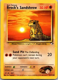 Brock's Sandshrew 072/132 - Gym Heroes - MP Pokemon TCG - Image 1