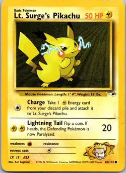 Lt. Surge's Pikachu 081/132 - Gym Heroes - MP Pokemon TCG - Image 1