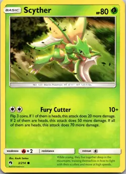 Scyther 3/214 - SM - Lost Thunder - NM Pokemon TCG - Image 1