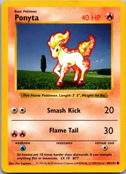 Ponyta 060/102 - Base Set (Shadowless) - NM Pokemon TCG - Image 1