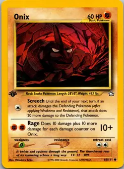 1st Edition Onix 069/111 - Neo Genesis - NM Pokemon TCG - Image 1