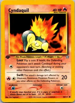 1st Edition Cyndaquil (56) 056/111 - Neo Genesis - LP Pokemon TCG - Image 1