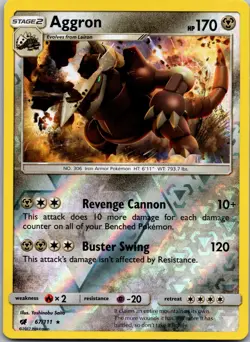 Aggron 67/111 - Reverse Holo - SM - Crimson Invasion - NM Pokemon TCG - Image 1