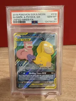 Pokemon Slowpoke & Psyduck GX Unified Minds Full Alt Art #218 PSA 10 Gem Mint - Image 1