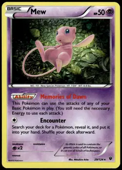 Mew 29/124 Holo Rare Fates Collide Pokemon Holo NM - Image 1