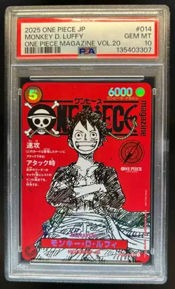 2025 One Piece Japanese Magazine Vol 20 Monkey D Luffy #ST21-014 PSA 10 Gem - Image 1
