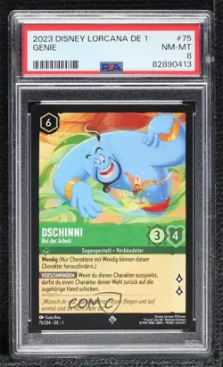 2023 Lorcana First Chapter 1 German Super Rare Genie - On the Job #75 PSA 8 - Image 1