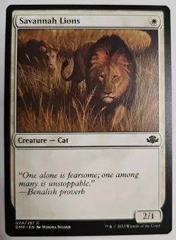 MTG Magic The Gathering Card Savannah LionsCreature Cat White Dominaria Remaste - Image 1