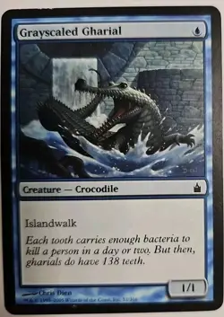 MTG Magic The Gathering Card Grayscaled Gharial Creature Crocodile Blue - Image 1