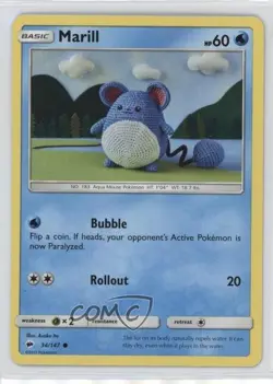 Marill Pokemon Sun & Moon Burning Shadows #34 - Image 1