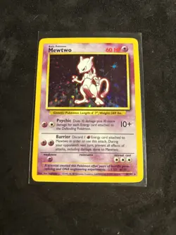 NEW 1995 BASE SET POKEMON HOLO CARD #10 of 102 "MEWTWO" - Image 1