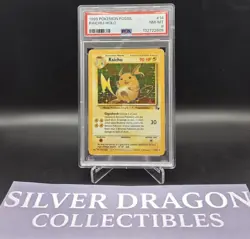 Pokemon 1999 Fossil #14 Raichu HOLO Graded PSA 8 - Image 2