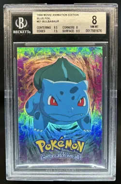 1999 Pokemon Movie Animation Edition Bulbasaur Blue Foil #E1 BGS 8 NM-MT - Image 1