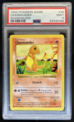 1999 Pokemon Shadowless Charmander #46/102 PSA 9 - Image 1