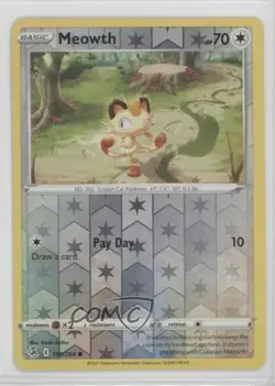 Meowth Reverse Foil Pokemon Sword & Shield Fusion Strike #199 - Image 1