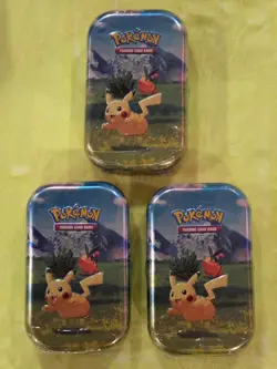 Pokemon TCG Ascended Heroes Pikachu Lot of 3 FACTORY SEALED Mini Collector Tins - Image 1