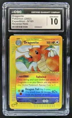 2002 Pokemon Expedition Dragonite Reverse Holo #9/165 CGC 10 - Image 1