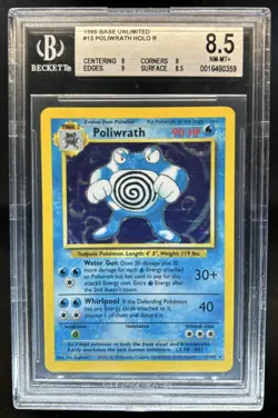 1999 Pokemon Unlimited Poliwrath Rare Holo #13/102 BGS 8.5 - Image 1