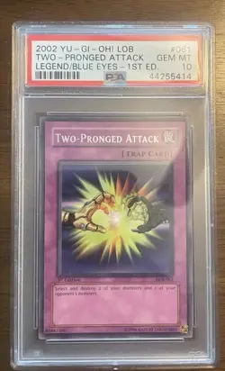Yu-Gi-Oh LOB-061 Two-Pronged Attack 1st Edition PSA 10 - Image 1