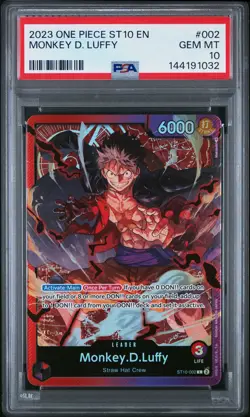2023 ONE PIECE ULTRA DECK ST10-THE THREE CAPTAINS #002 MONKEY D. LUFFY PSA 10 - Image 1